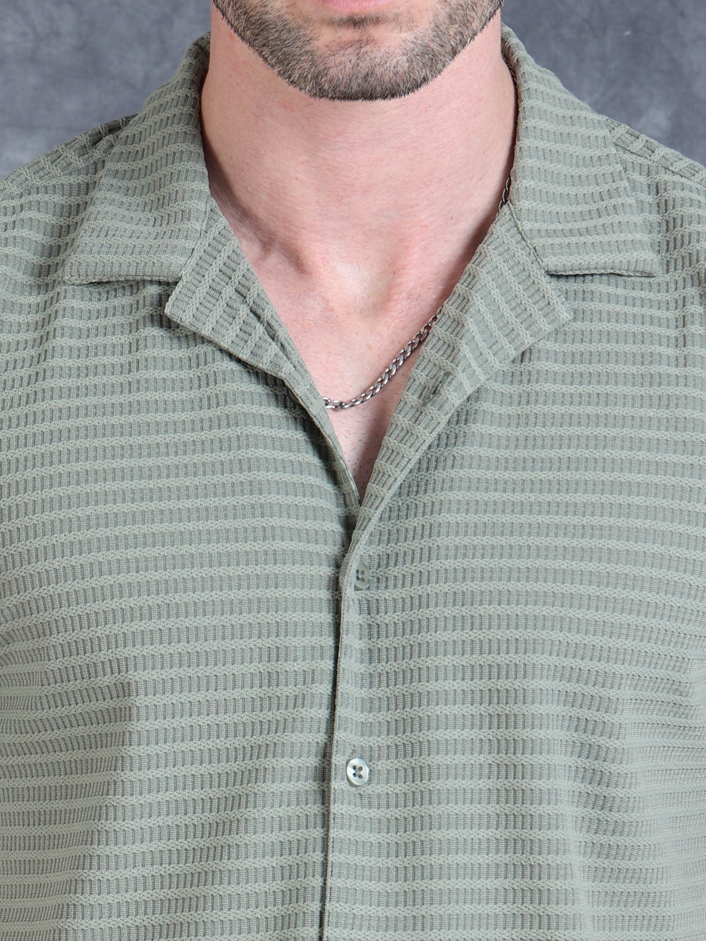 Imported Taiwan Sunset Plaid Textured Shirt - Green