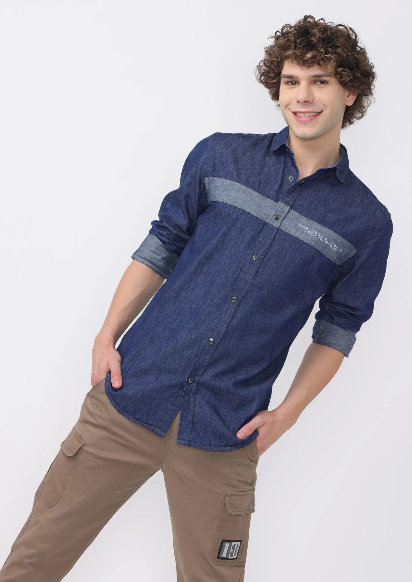 Indigo Graphite Cut and Sew Denim Shirt