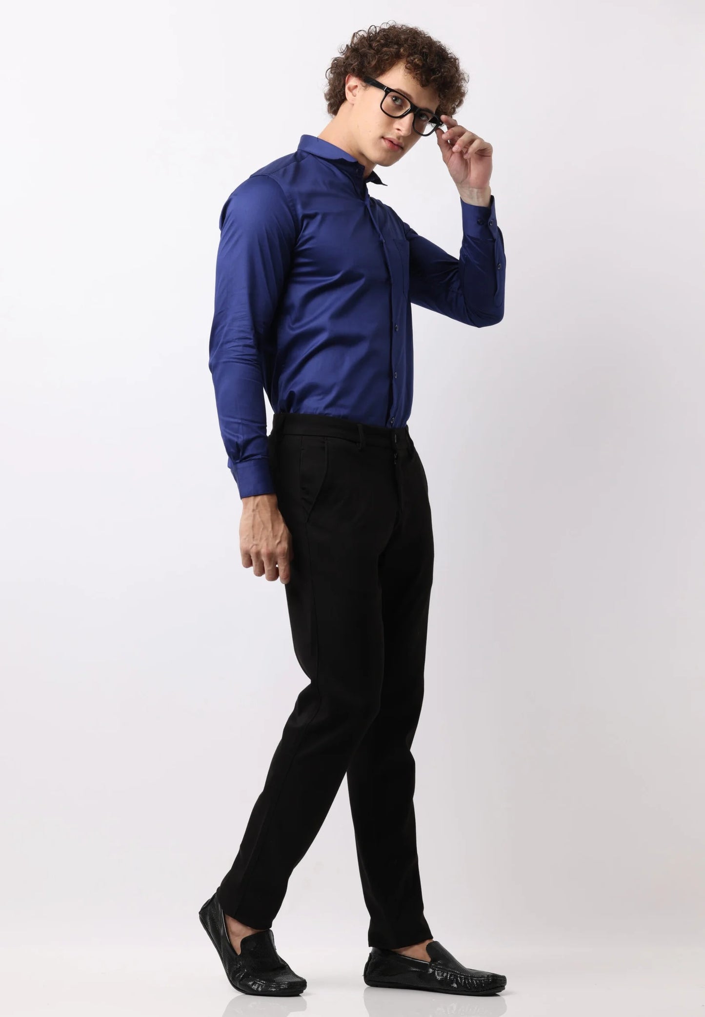 Imperial Blue Satin Cotton Shirt