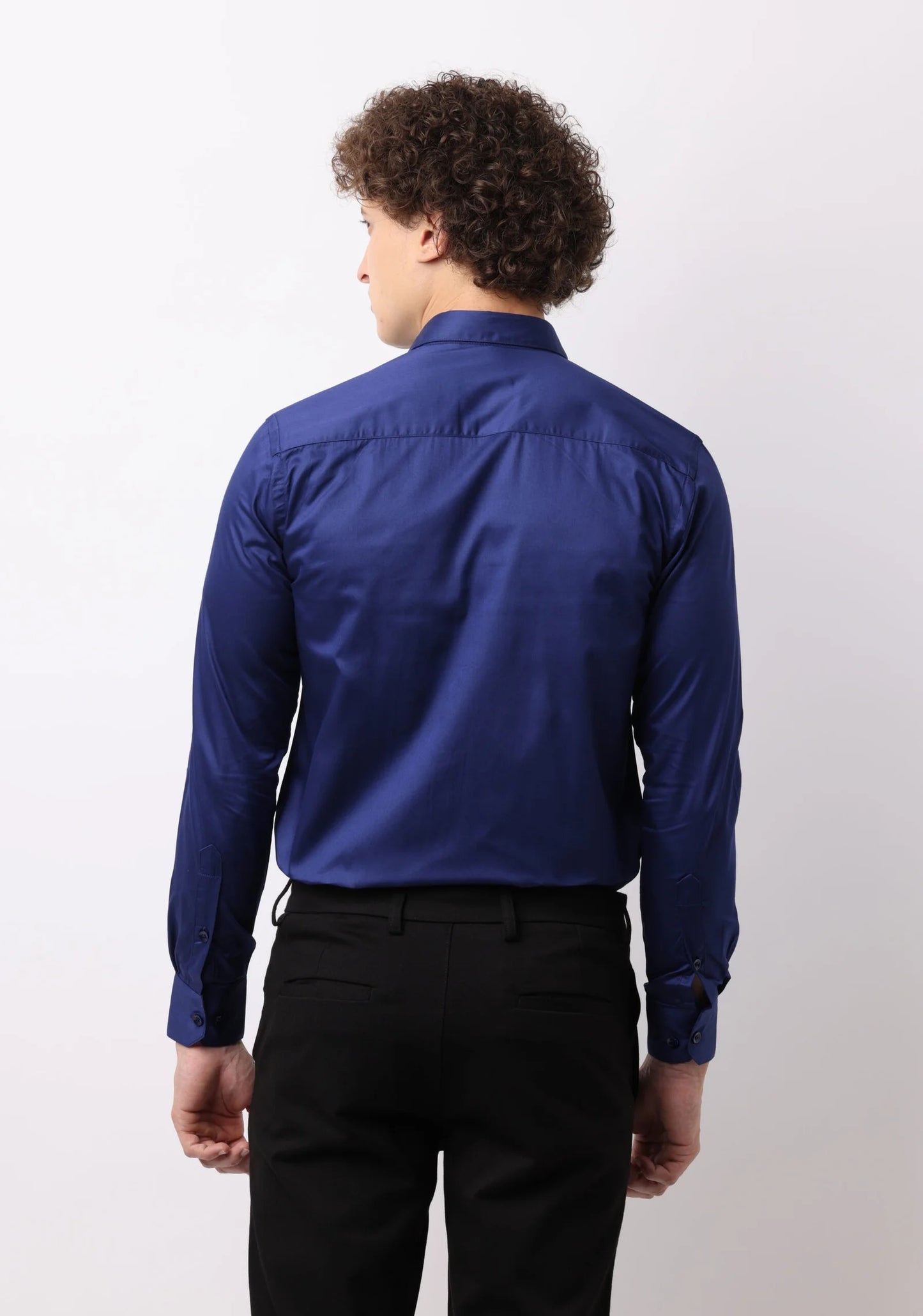 Imperial Blue Satin Cotton Shirt
