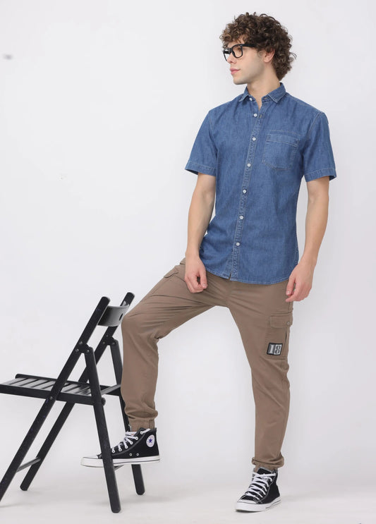 Indigo Denim Shirt Half Sleeve