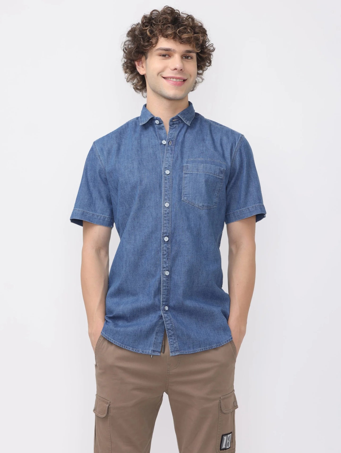 Indigo Denim Shirt Half Sleeve