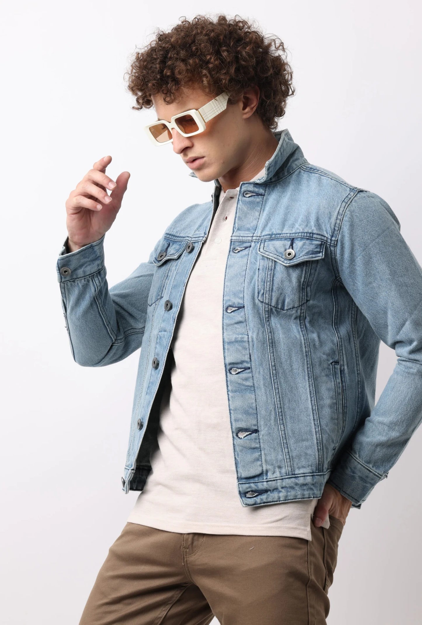 Light Indigo Denim Double Pocket Jacket