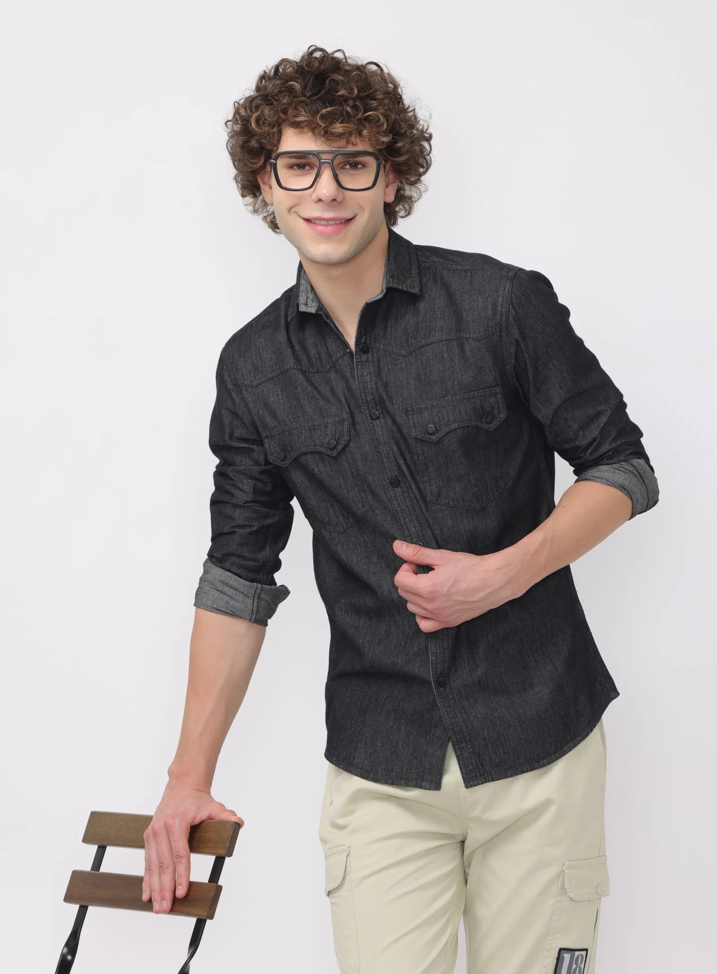 Onyx Double Pocket Denim Shirt