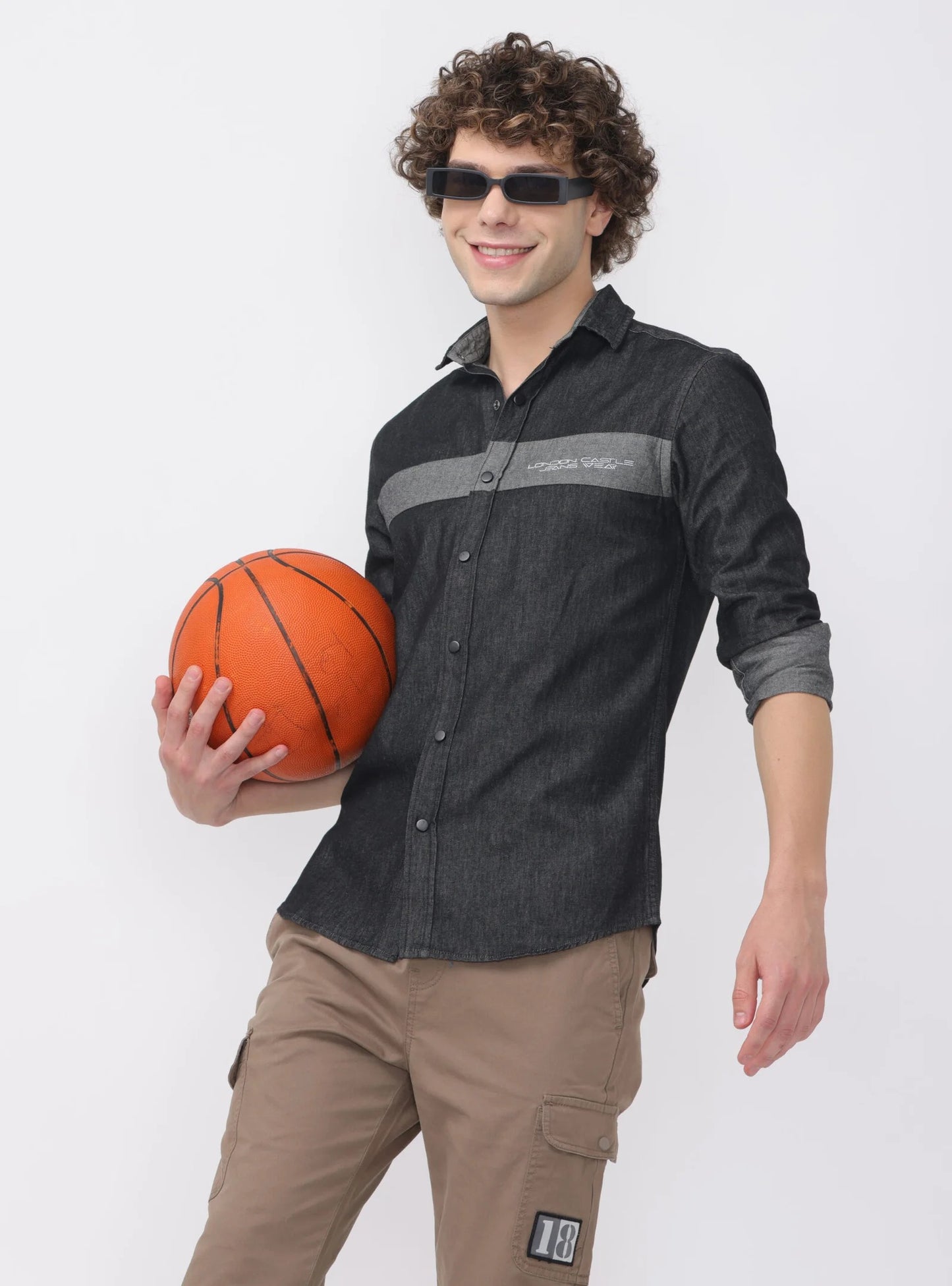 Onyx Graphite Cut and Sew Denim Shirt