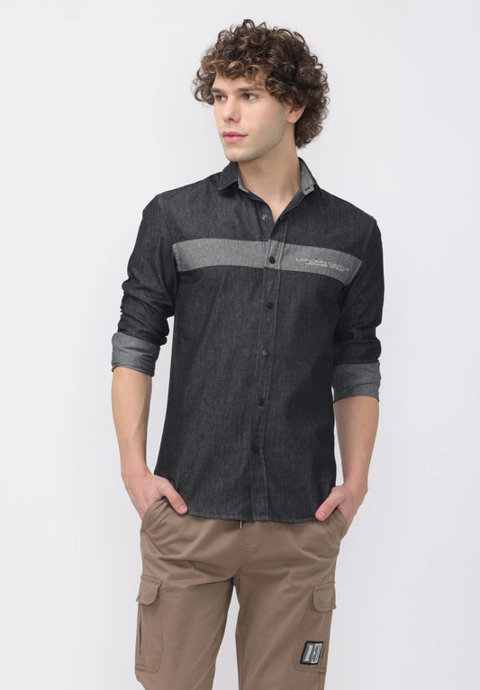 Onyx Graphite Cut and Sew Denim Shirt